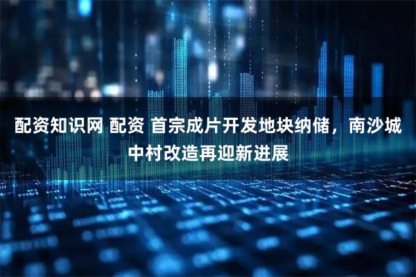 配资知识网 配资 首宗成片开发地块纳储，南沙城中村改造再迎新进展